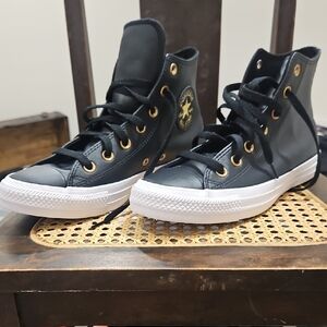 Converse Black and White Sneakers with Gold Star